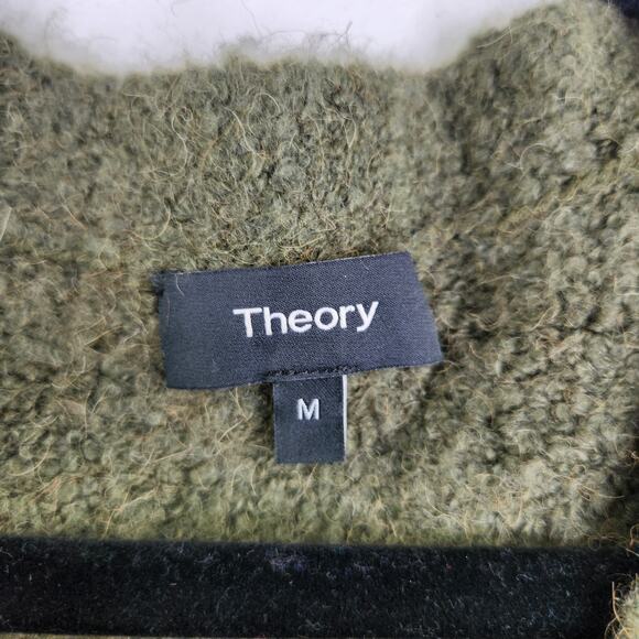 Theory Green Pullover Soft Scruffy Sweater Women's Medium Merino Wool Camel Hair - Picture 5 of 10